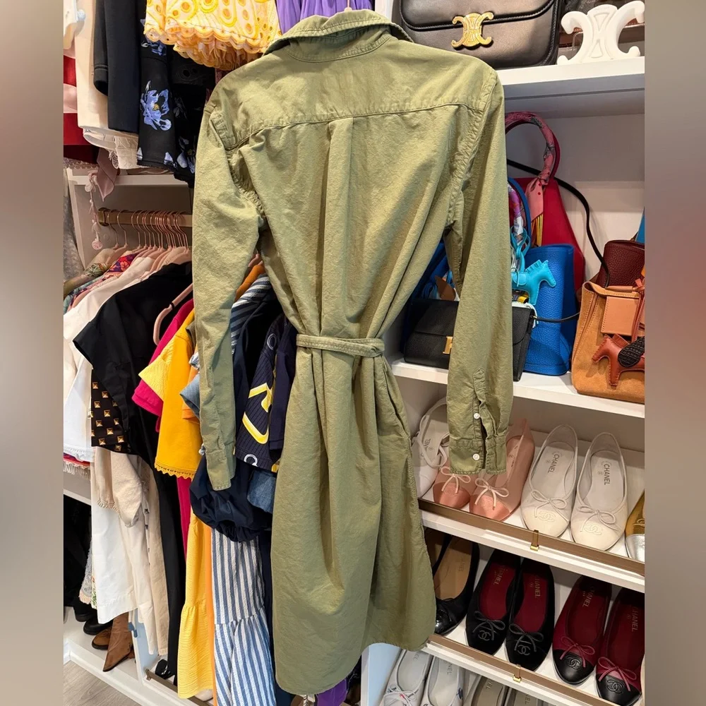 Polo Ralph Lauren olive green belted midi shirt dress - Picture 4 of 4